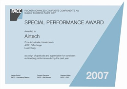 Fischer Advanced Composite Components AG (FACC) honoured Airtech with a Supplier Award